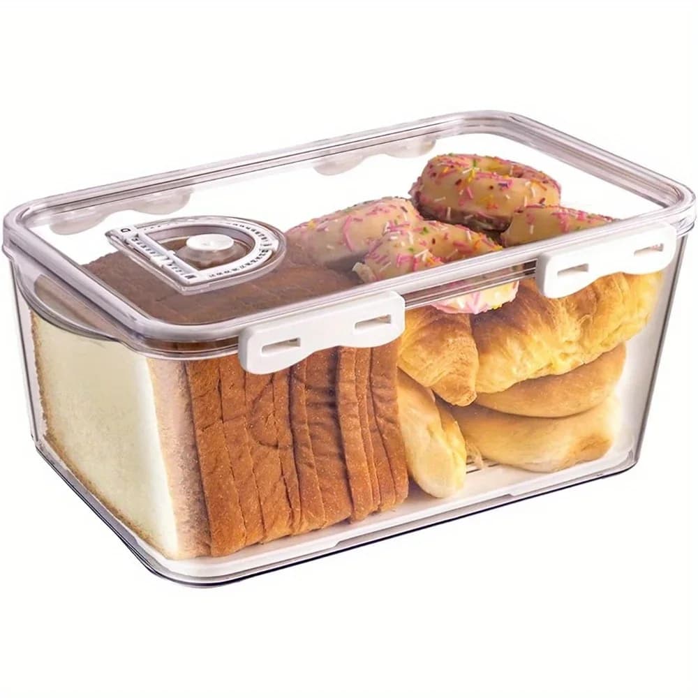 3 Size Sealing Bread Box Rectangular Bread Storage Boxs with Time Recording Clear Loaf Bread Container Airtight Bread Keeper Box