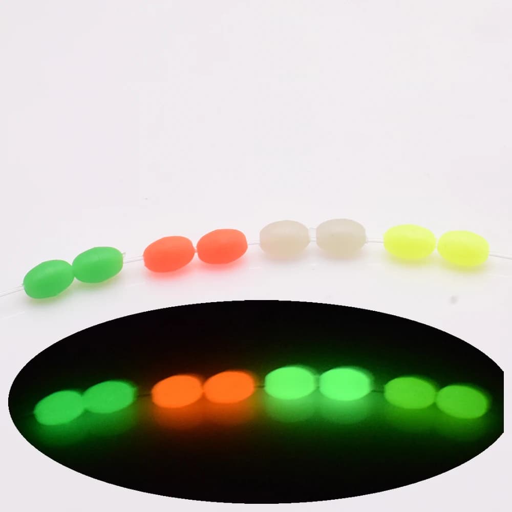 100 pcs soft rubber oval light beads fishing light beads for love sink triple fishing rig green red bait fishing equipment