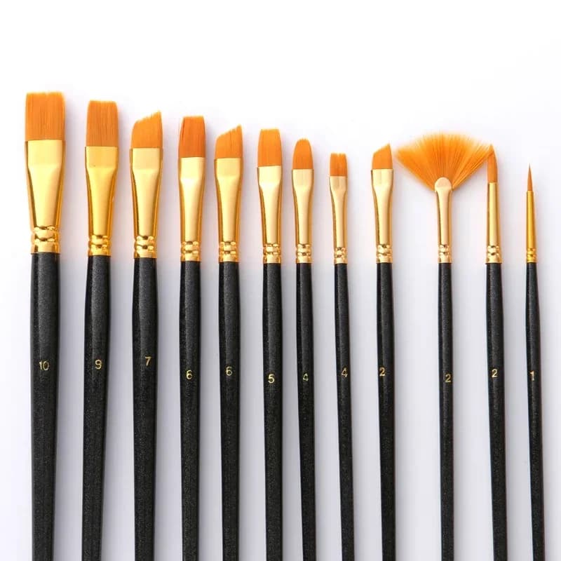 14Pcs/set Combination Paint Brushes Palette Nylon Hair Painting Brush Short Rod Oil Acrylic Brush Watercolor Pen Art Supplies