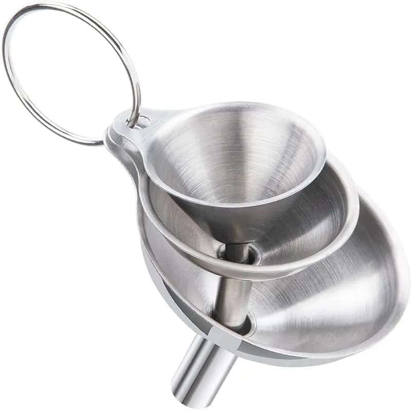 3PCS Kitchen Funnels Set, Stainless Steel Funnel for Filling Bottles with Small Medium Large Sizes for Essential Oils, Spices