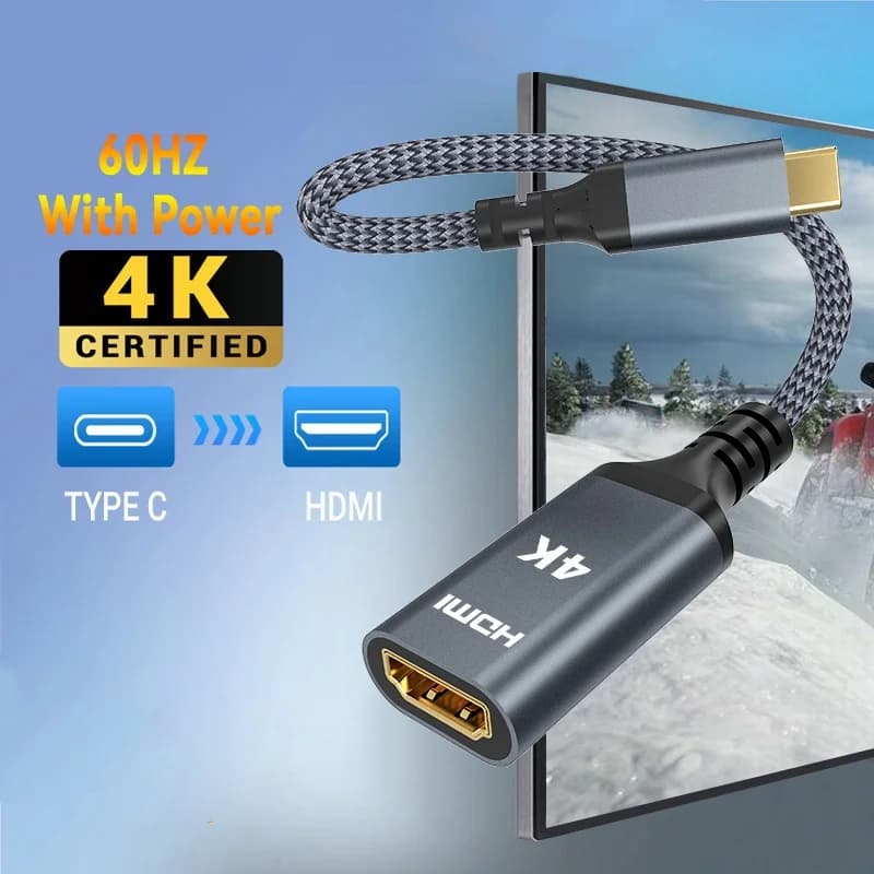 USB C to HDMI 4K to 60 Hz adapter cable [compatible Thunderbolt 3/4] with iPhone 15 Pro/Max,MacBook 2023, iPad Pro, iMac, S23, XPS