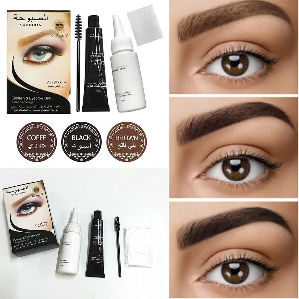 Kit Professionale per Sopracciglia: 3 Colori di Pomata Cosmetica, Tinta per Sopracciglia Nera e Marrone, Mascara per Sopracciglia