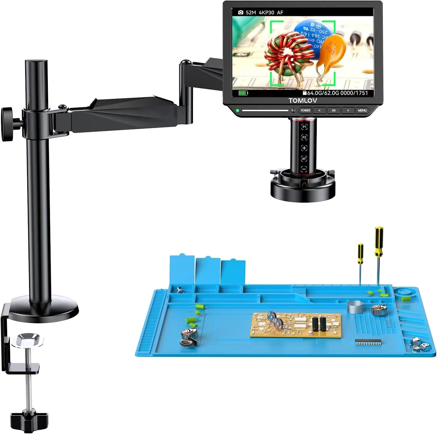 TOMLOV Digital Microscope 4K 2000X Autofocus 8" TM4K-AF Flexible HDMI Microscope for Electronic Welding for Cell Phone Repair