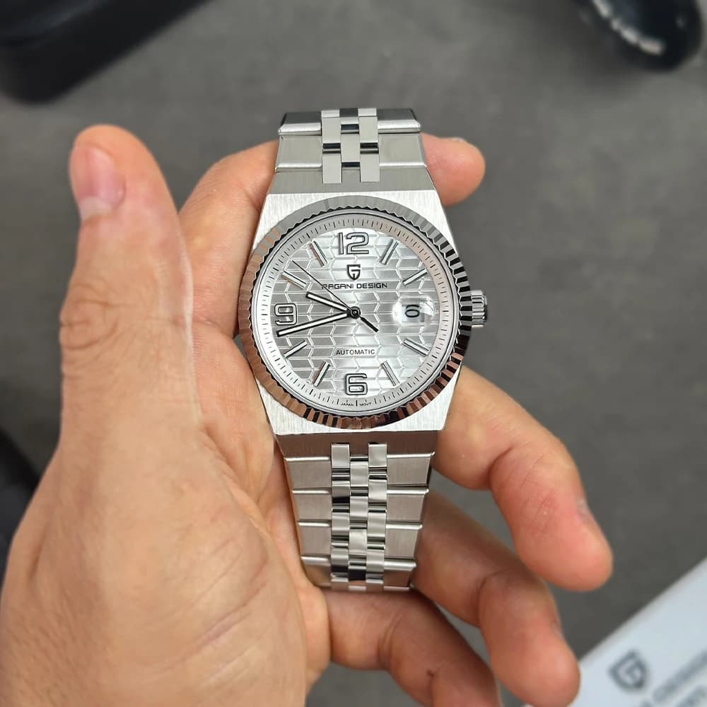 PAGANI DESIGN Nuovo Orologio da Uomo di Lusso 40MM con Quadrante a Motivo a Nido d'Ape, Vetro Zaffiro, Acciaio Inossidabile, Movimento Automatico