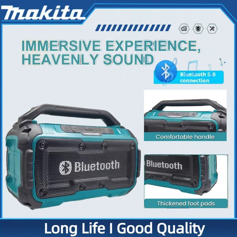 Altoparlante Portatile Makita Wireless Bluetooth per Esterni, Impermeabile, per Cantieri Edili, con Audio Stereo Surround Pin per batteria da 18V
