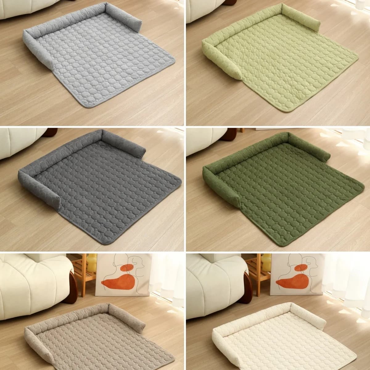 Cuscino Letto Nido per Cani e Gatti in Corduroy Tinta Unita Autunno Inverno, Tappetino Divano per Animali Domestici