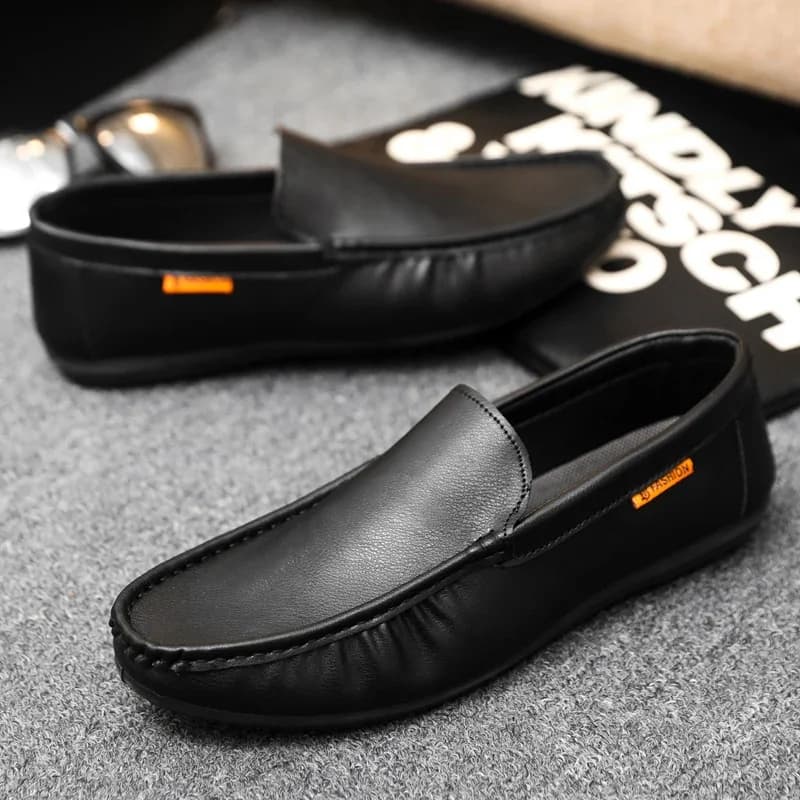Scarpe Casual in Pelle da Uomo, Taglia Grande 46, Mocassini Antiscivolo, Scarpe da Guida Comode, Scarpe Piatte Senza Lacci