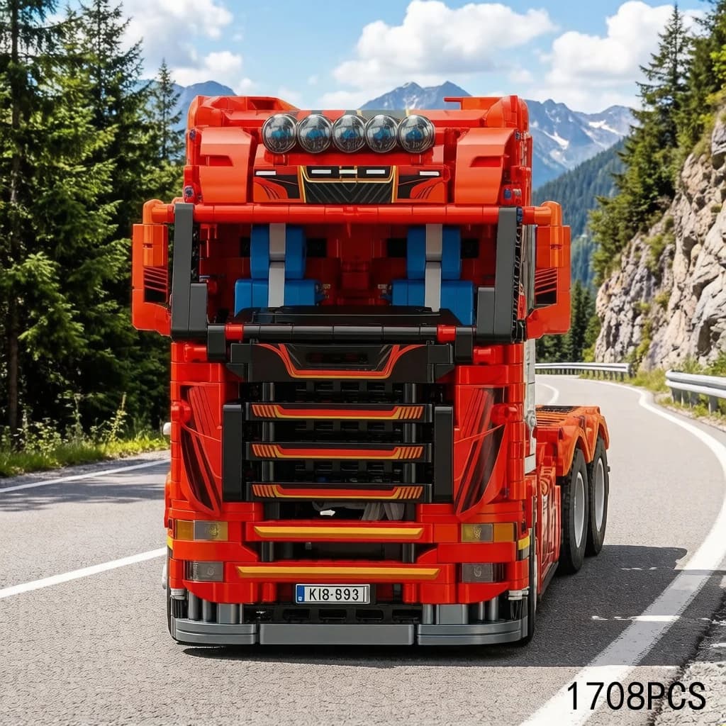 Blocchi Tecnici per Costruzioni: Camion Container Gigante Svizzero con Telecomando Radio 2.4GHz, Giocattoli RC da Collezione