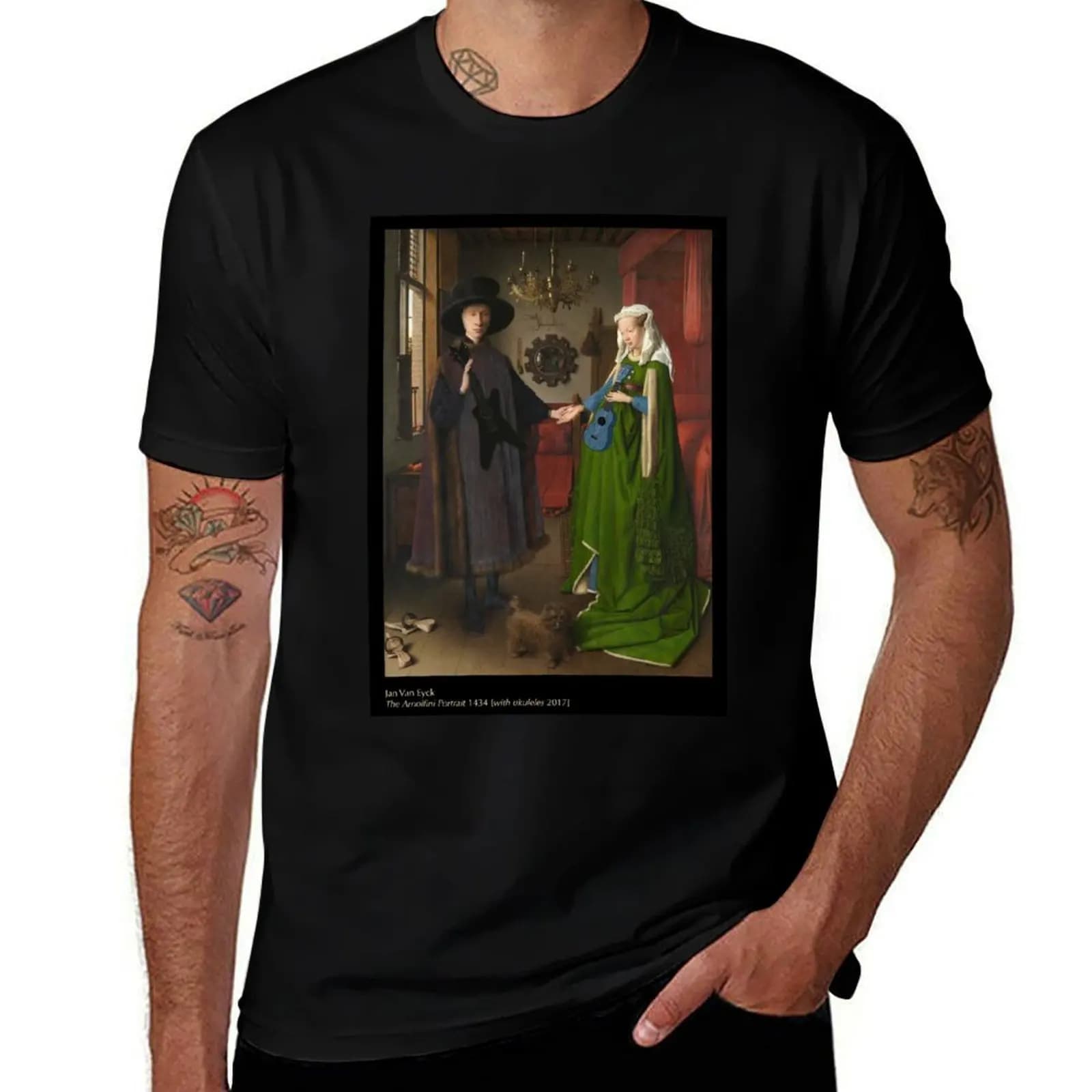 T-shirt The Arnolfini Portrait [con ukulele] per sport all'aria aperta a maniche corte