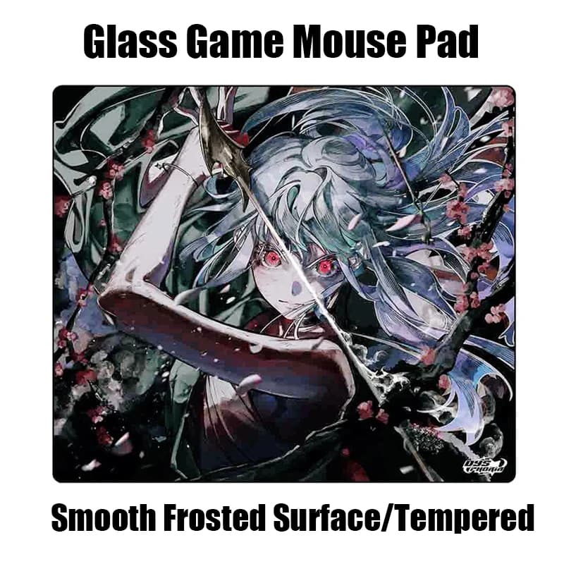 Tappetino per Mouse in Vetro Anime Animation SORA YUME, Superficie Liscia Satinata, Tappetino da Scrivania Temperato FPS, Accessori Personalizzati per Ufficio e Gaming Y2k