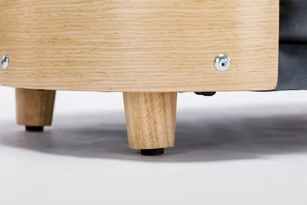 Divano per animali domestici con letto rialzato per cani in stile scandinavo con gambe in legno massello e schienale in legno piegato, cuscino in velluto, dimensioni, grigio scuro