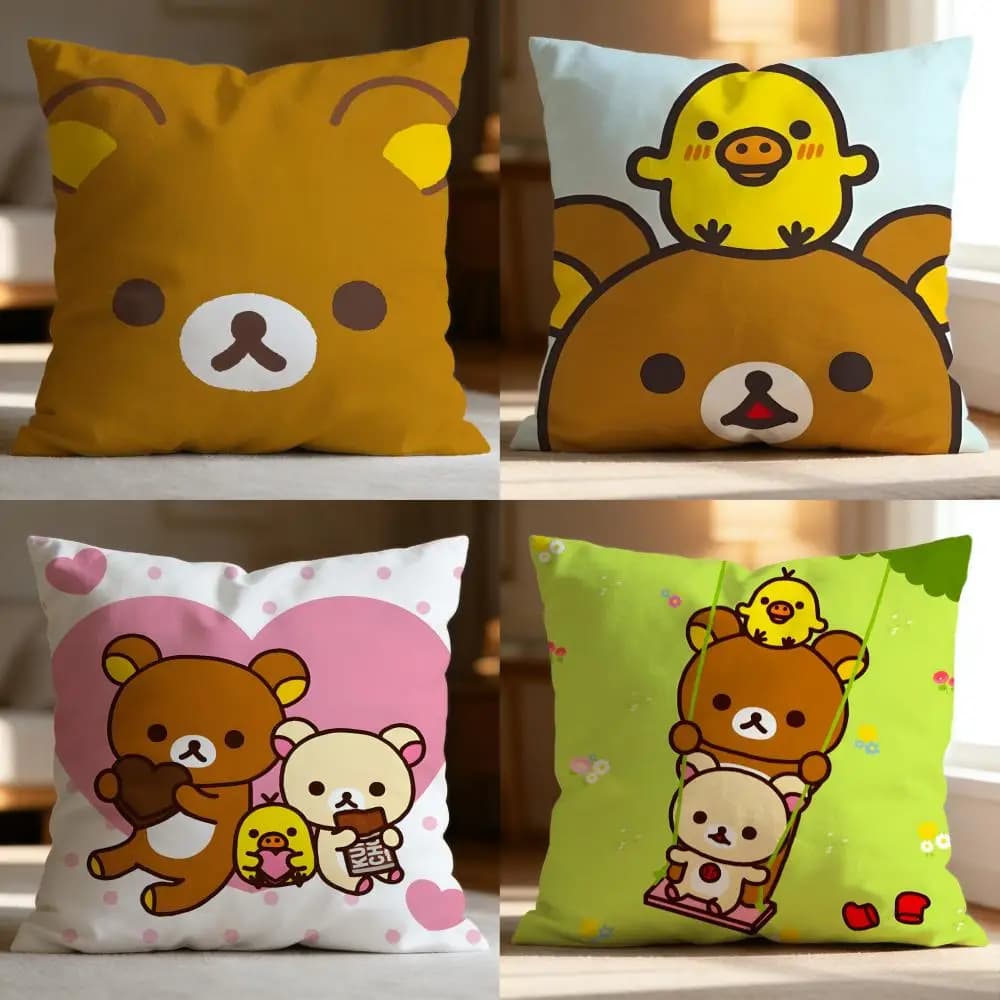 Fodera per cuscino Fashion R-RRilakkuma, morbida e lavabile, multiuso per divano, letto, viaggi, ufficio