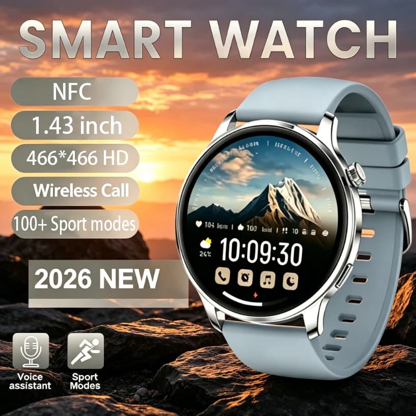 2026 New Smart Fashion Watch 1.43'' Ultra Thin Health Waterproof BT Call Management Information Push Sports Men Smart Watch