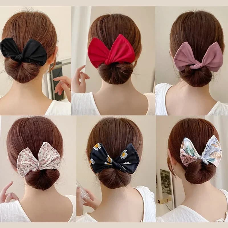 Fasce per capelli regolabili con fiori spezzati Forcine per donne Ragazze Cerchio per capelli in stoffa Creatore di panini Porta coda di cavallo Accessori per capelli intrecciati