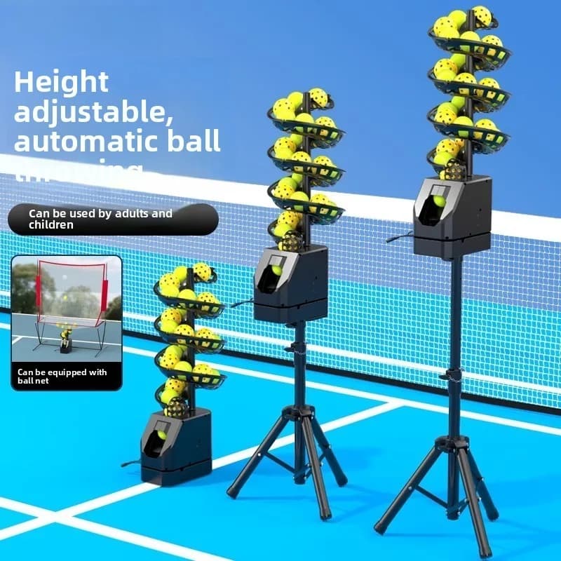 Remote Tennis Pickleball Ball Machine Automatic Launcher with Net for Solo Practice Training