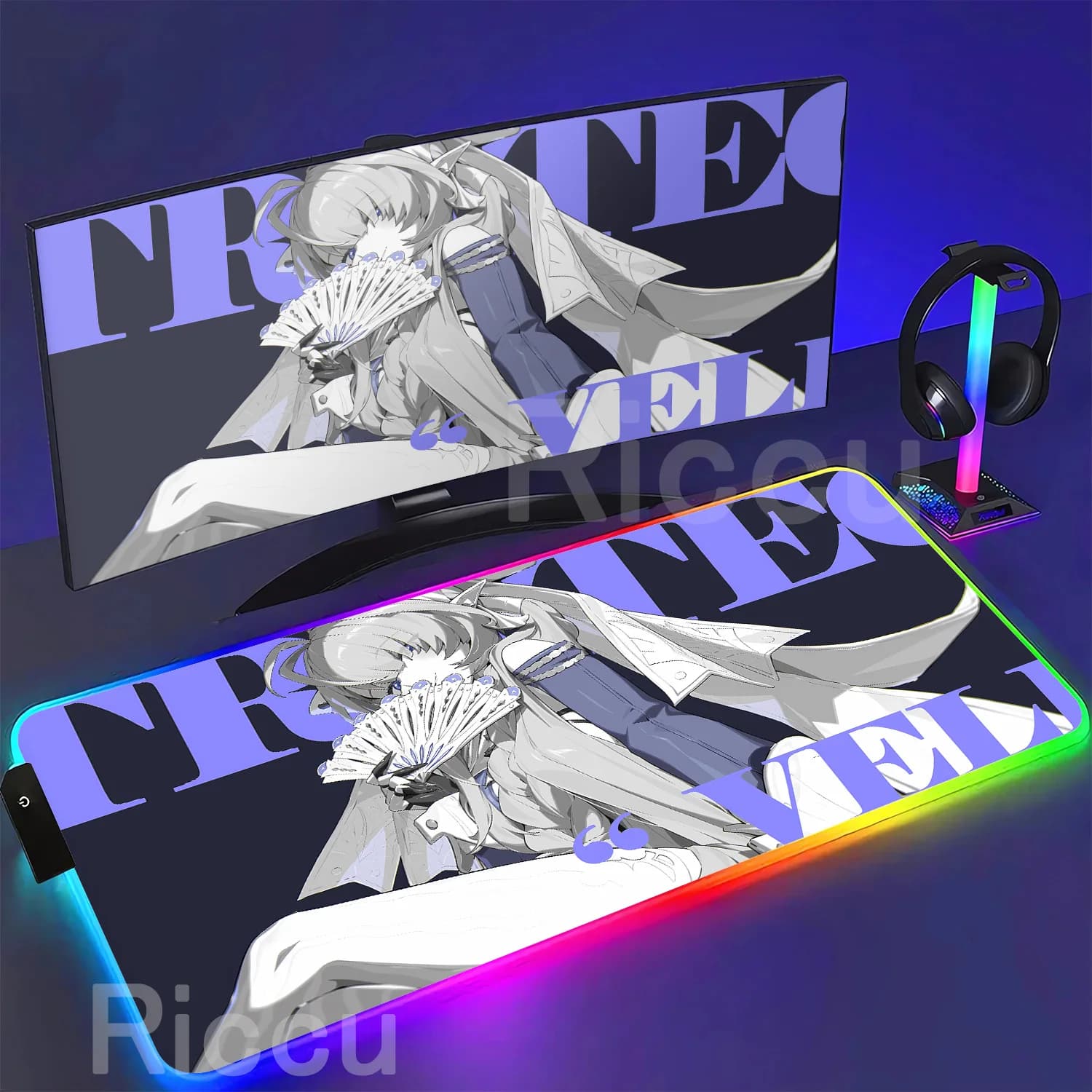 RGB Mouse Pad Velina Airgid Zenless Zone Zero ZZZ PC HD Printing kawaii Anime Girl Gaming Office Keyboard backlight XXL Desk Mat