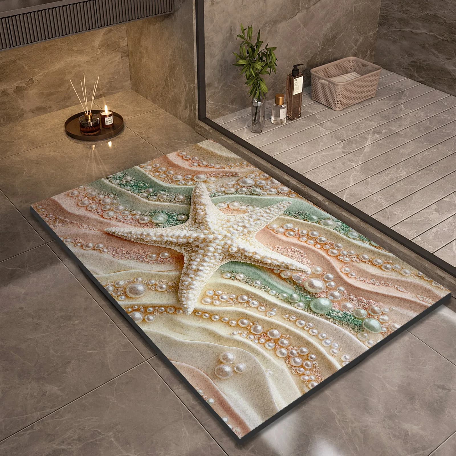 Tappetino da Bagno di Lusso in Diatomite, Assorbente, Antiscivolo, ad Asciugatura Rapida, per Doccia e WC