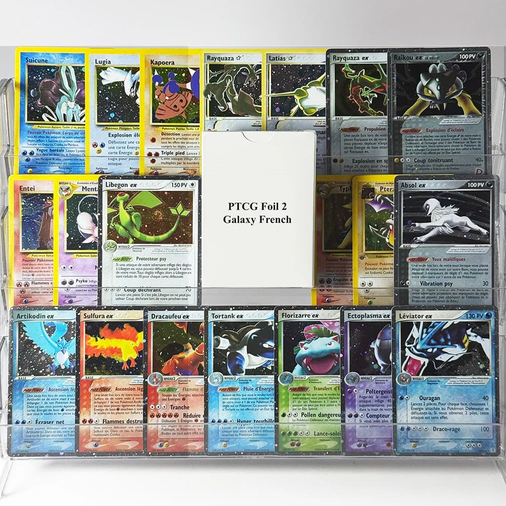 55PCS/Box Whole Set PKM French Galaxy PTCG Foil Proxy Game Cards Deoxys Unseen Forces Power Keepers FireRed & LeafGreen series