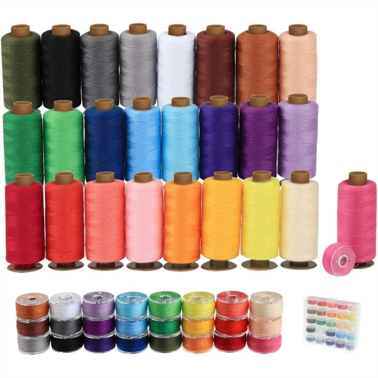 Kit di 50 Fili da Cucito, 400 Iarde Ciascuno, 25 Colori su Bobine Pre-avvolte per Cucito a Mano e a Macchina, Assortimento di Fili in Poliestere per Brother