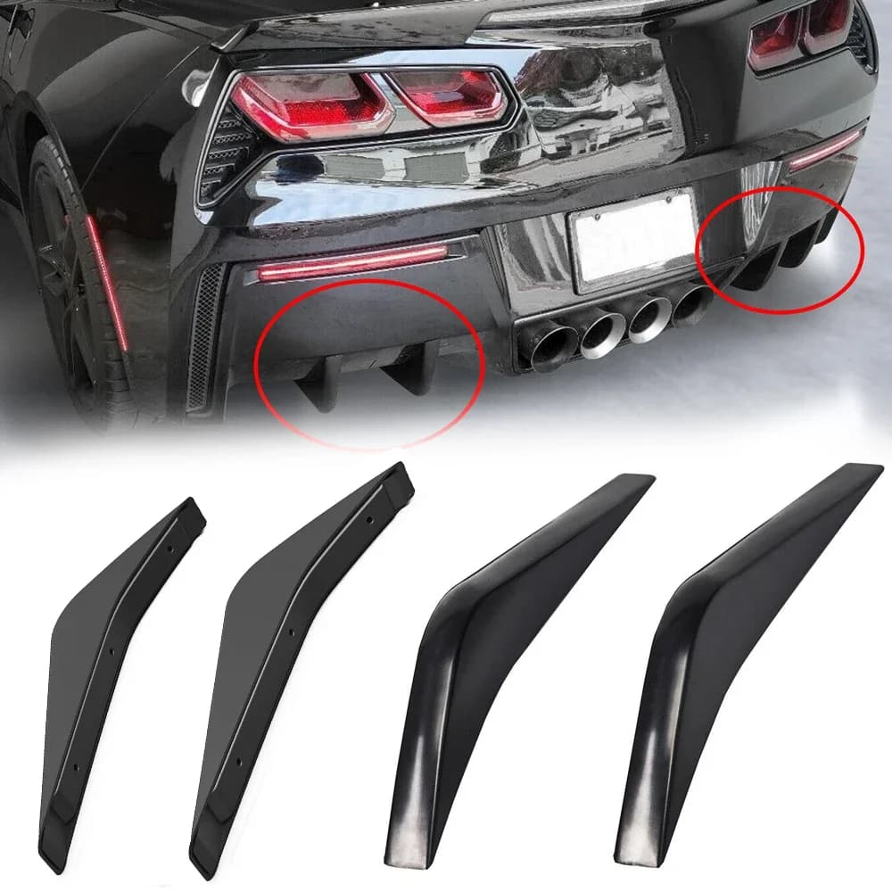 Universal 4 pcs Auto bumper Poster Lip Diffuser Shunt Fin Body Spoiler Canard Car External Parts For Chevrolet Corvette C7 2014-2019