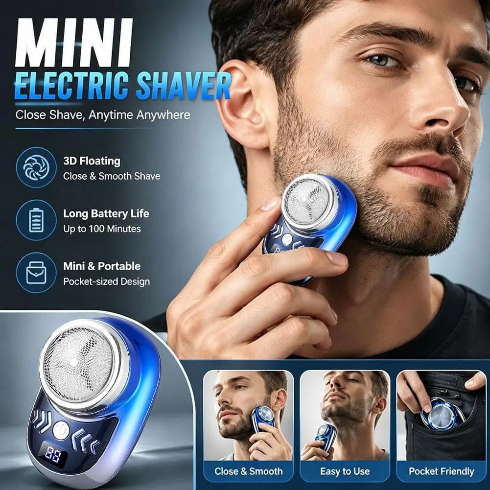 Upgrade Mini Portable Electric Shaver Wireless Charging Travel Razor 1PC Detachable Facial Beard Hair Trimmer