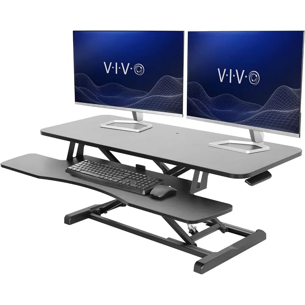 42 inch Desk Converter, K Series, Height Adjustable Sit to Stand Riser, Dual Monitor and Laptop Workstation with Wide Keyboard T