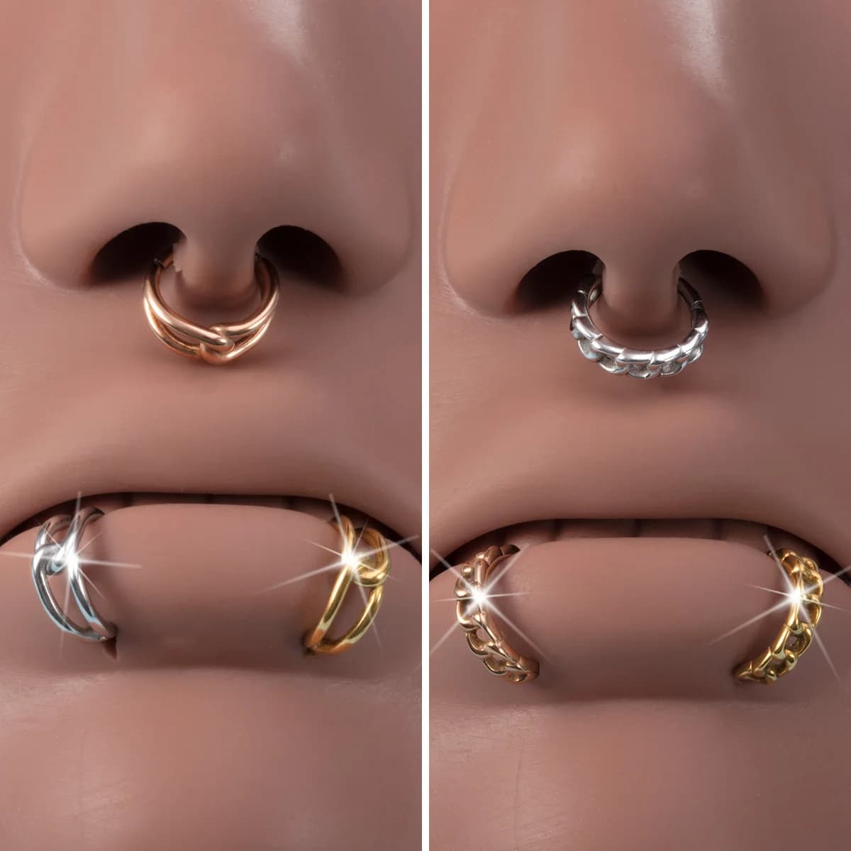 1pc incernierato naso setto labbro piercing anelli in acciaio inossidabile 316L cartilagine trago daith elica conchiglia piercing orecchino ad anello 16G