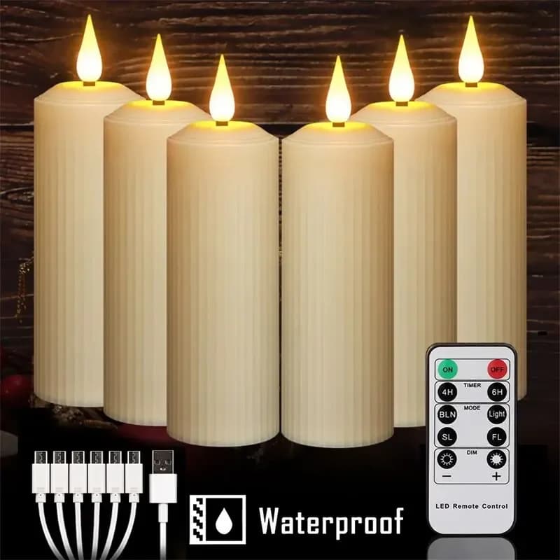 Candele a LED ricaricabili senza fiamma Candele tremolanti a LED impermeabili Luci da tè con timer remoto Decorazioni per matrimoni e compleanni