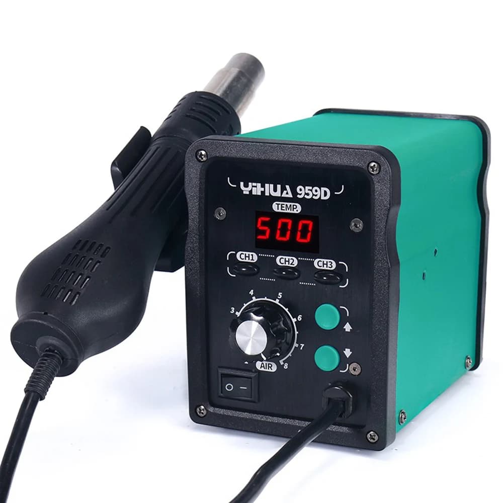 YIHUA 959D 220V Display digitale a LED Stazione ad aria calda Stazione di saldatura SMD Stazione di rilavorazione pistola di calore a temperatura costante Saldatura