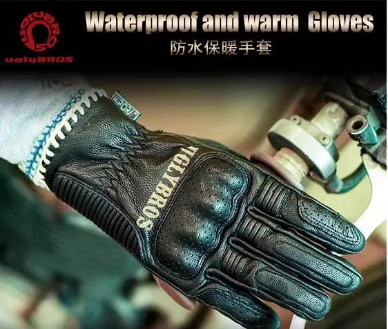 Uglybros Waterproof Motorcycle Gloves For Men/Women All-Weather Touch Screen Motorbike Leather Glove