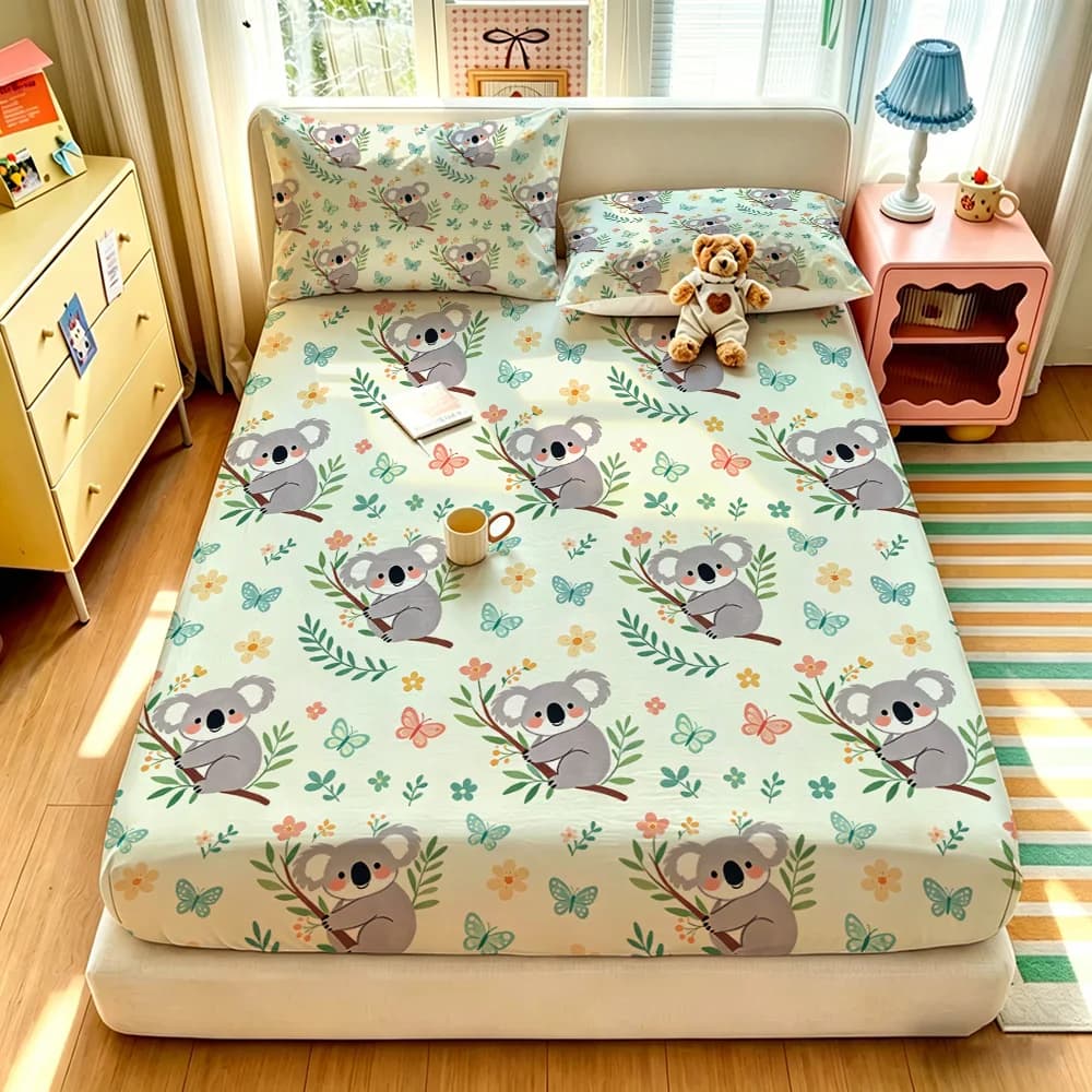 3pcs Cute Kara Printed Chipless Bed Sheet Set with Multiple Sizes Soft Bed Cover Bedroom Bedding Decorations Gifts