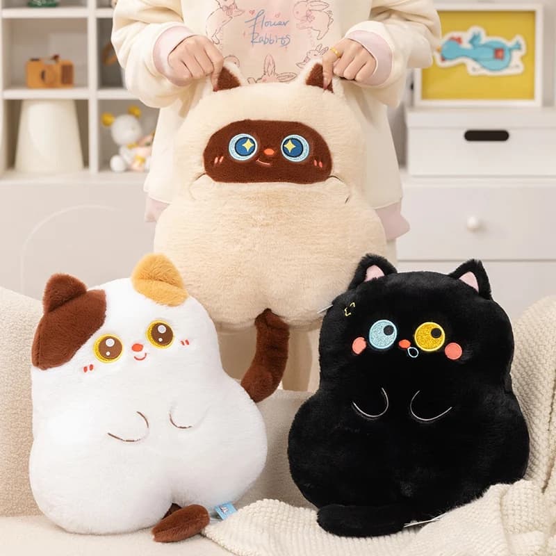Cuscino Peluche Gatto Kawaii, Grande Cuscino Decorativo per Bambini, Giocattolo Morbido Imbottito, Regalo per Amici e Bambini