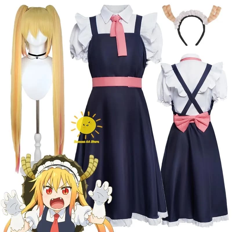 Anime Miss Kobayashi Drago Cameriera Cosplay Tohru Costumes Cosplay Shirt Dress Tohru Dress Halloween Carnival Dress Women Adult