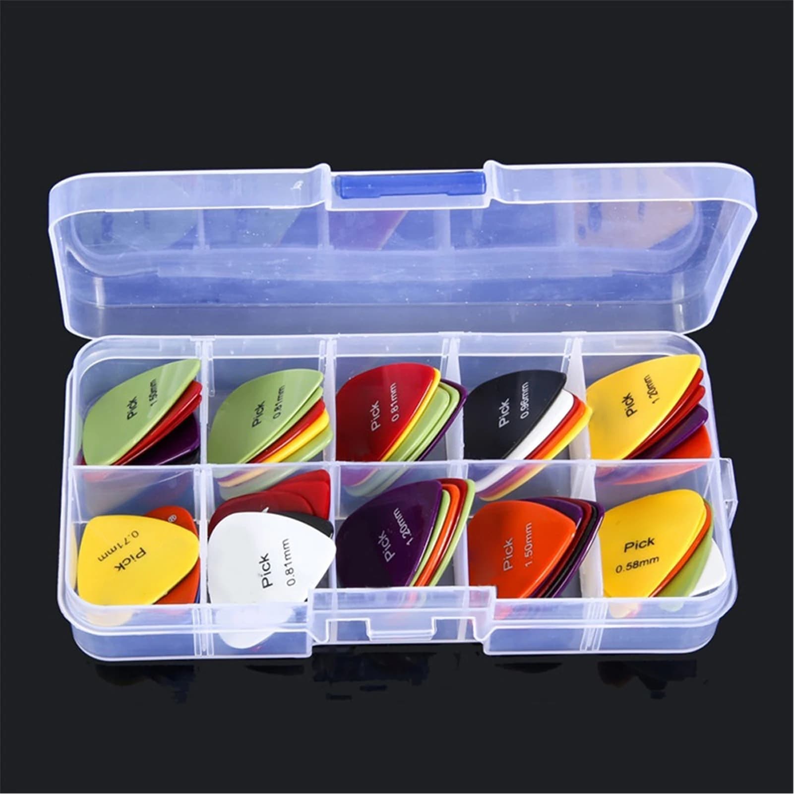 Strumento per strumenti musicali Plettri per chitarra Set di custodie Accessori per chitarra Strumento per strumenti musicali Plettri per chitarra con spessore 0,58-1,5 mm