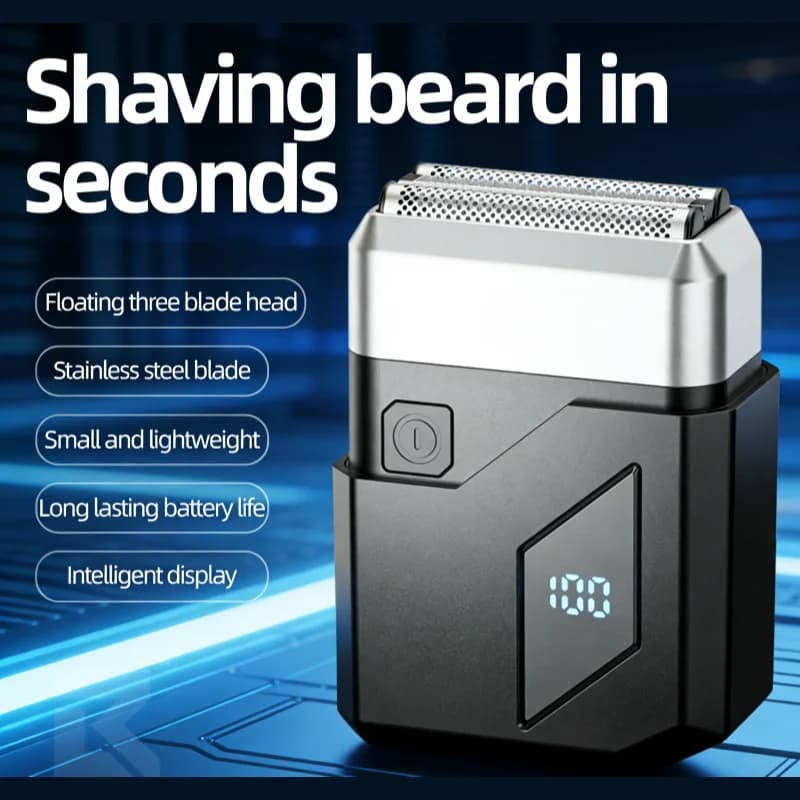 Mini Intelligent Portable Electric Razor with Digital Display, Adjustable Men's Regulatory, Alternate Movement Razor Ideal for Travels