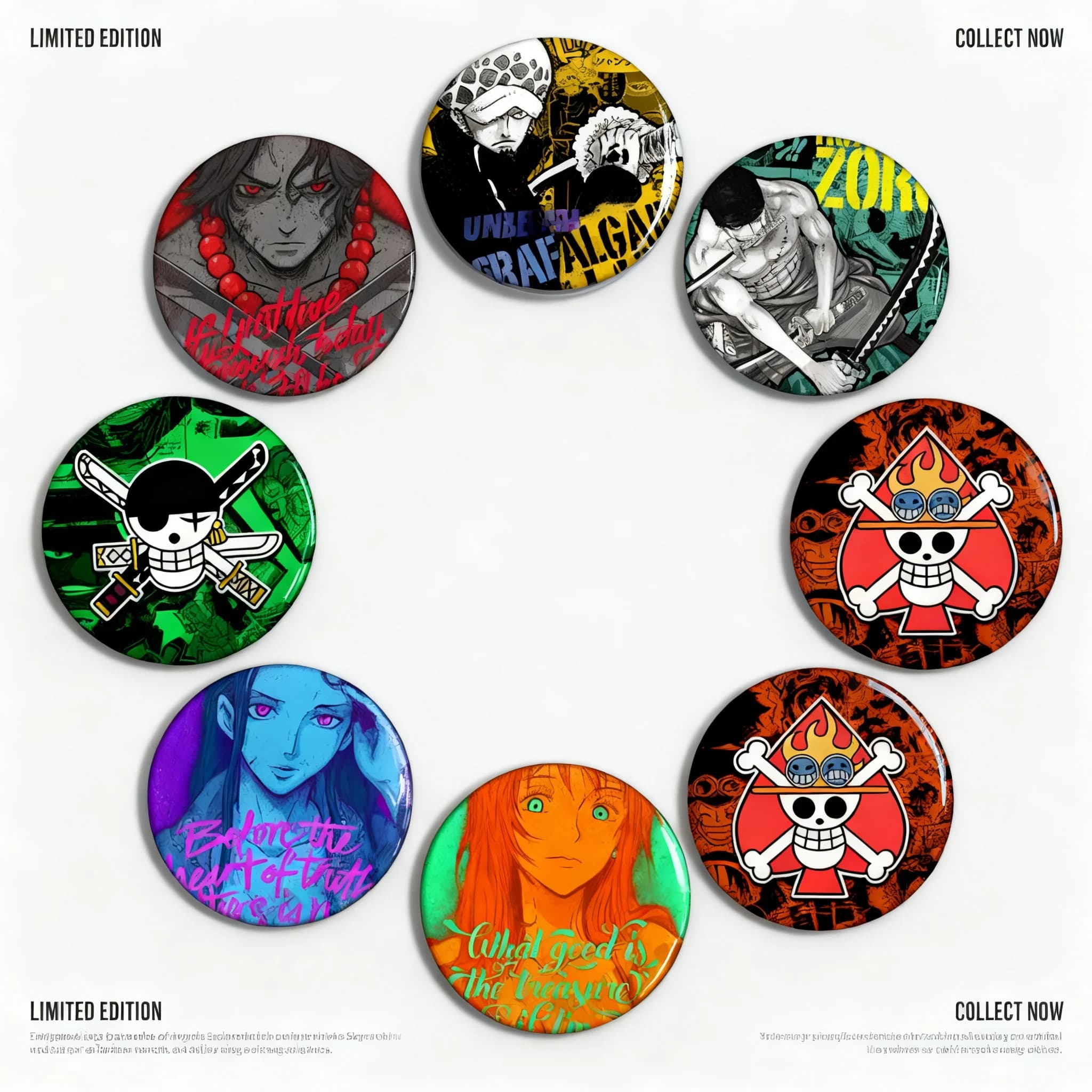 Badge in Metallo One Piece Anime, Spilla di Luffy, Ace, Zoro, Sabo, Nami, Robin, Accessori Cosplay, Gioielli, Regalo per Collezionisti e Fan