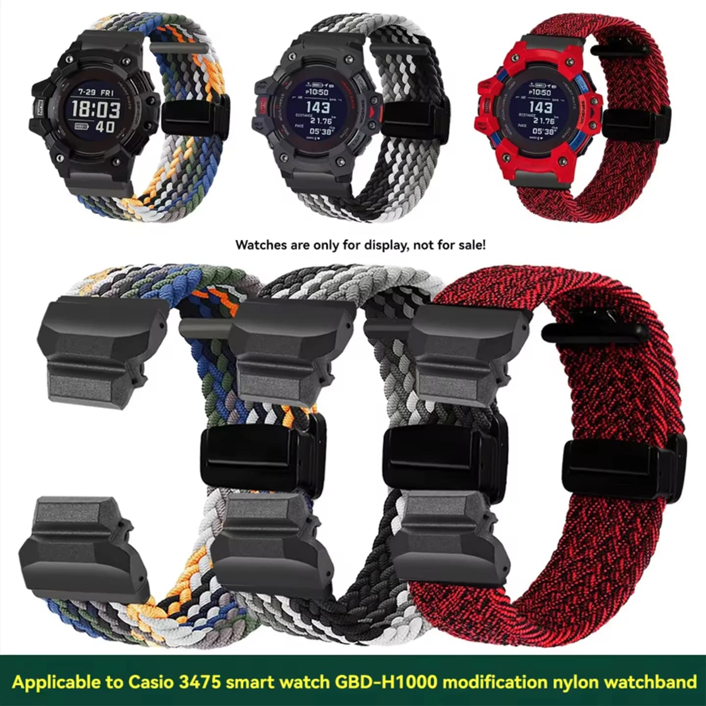 GBd-h1000 cinturino sportivo in nylon per G-SHOCK Casio Smart Watch 3475 GBD-H1000 serie cinturino sportivo in tela modificata 22mm