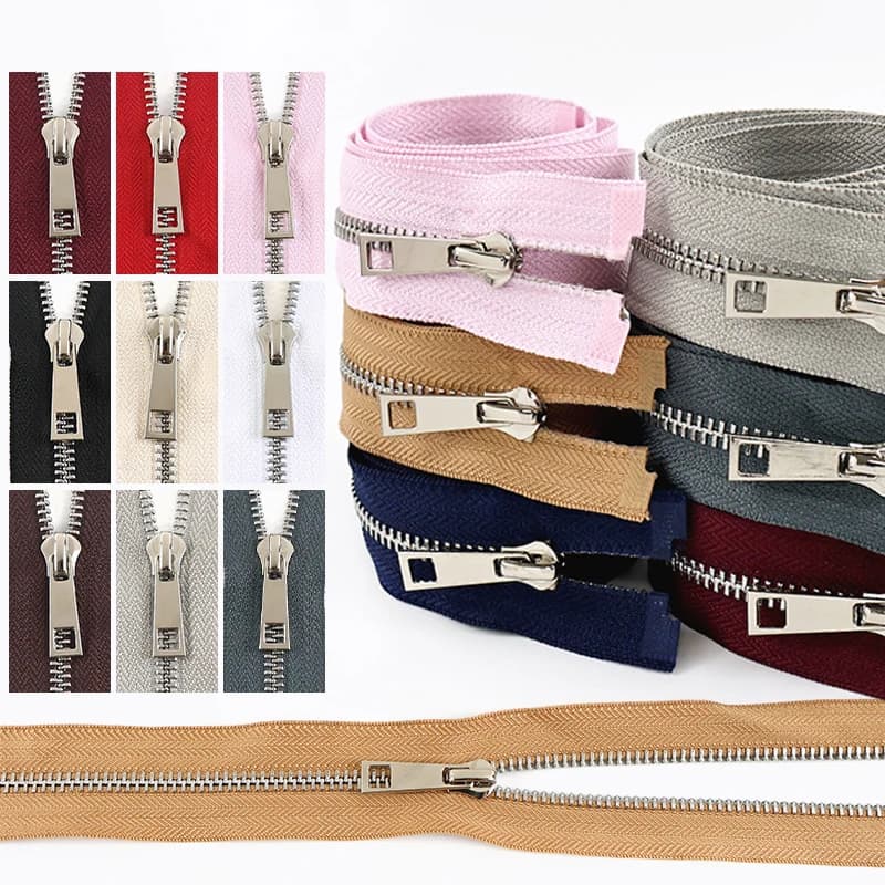 Cerniera in metallo 2/5/10 pezzi 5 # Cerniere separate open-end 40/50/60/70/80 cm Denti argentati Cursore singolo Cerniera per cucire Zip per riparazione abbigliamento