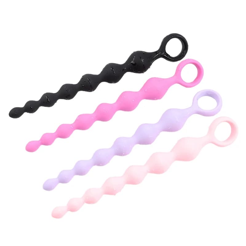 Nuovo plug anale morbido con 7 sfere in silicone, stimolatore del punto G, plug anale per stimolazione anale, dildo con perline estraibili, sex toy per sesso anale profondo.