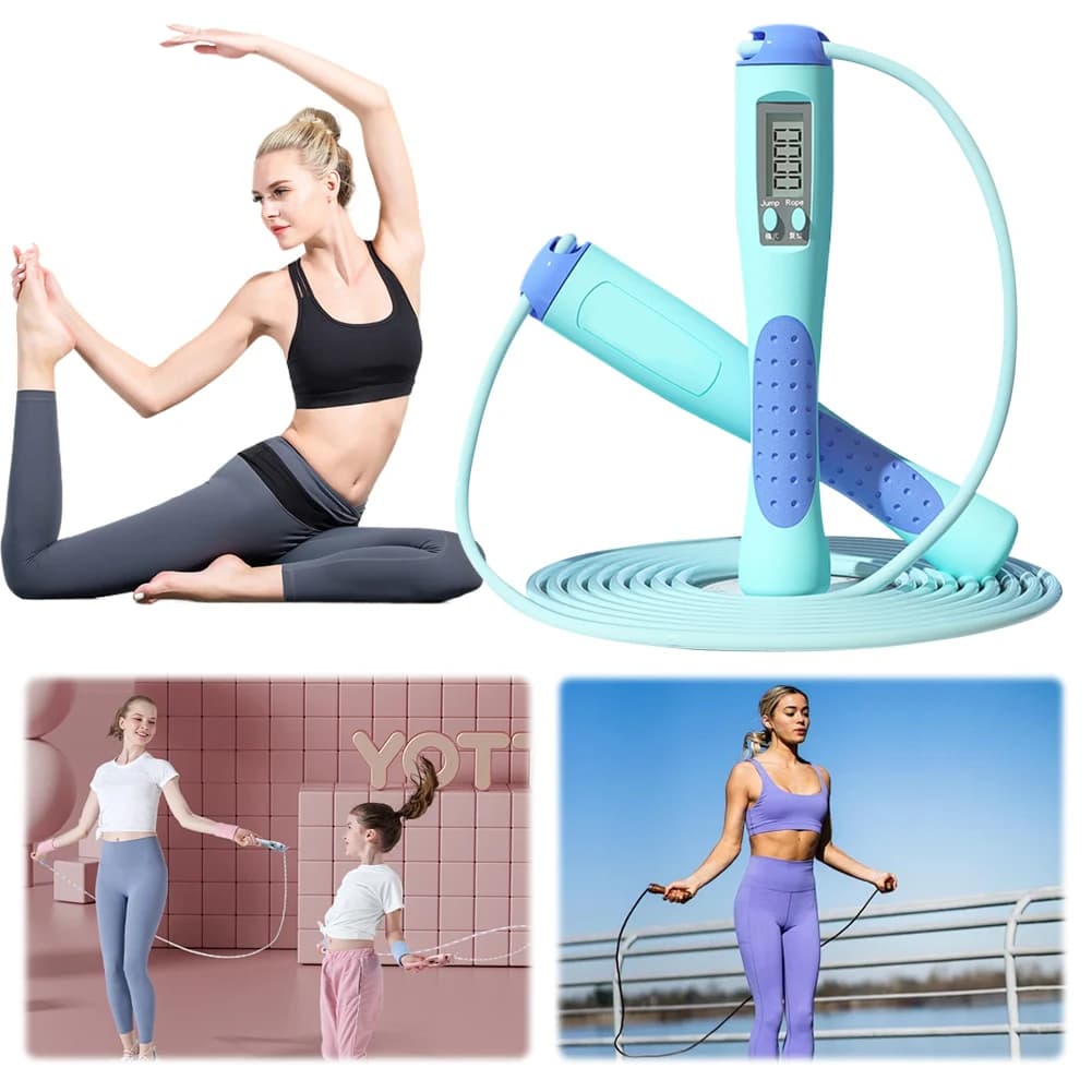 Counting Jump Rope Skipping Rope Adjustable Training Jump Rope with Counter Skipping Long Jump Rope for Men Women