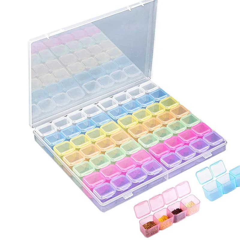 Scatola per Ricamo a Diamante 56/28, Contenitore Utile Smontabile per Strumenti e Accessori per Diamond Painting e Punto Croce