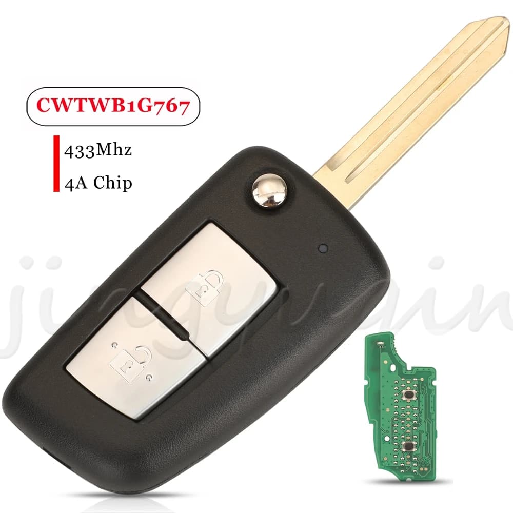 Jingyuqin per Nissan Qashqai Micra Pulsar X-Trail, chiave auto pieghevole con telecomando intelligente a 2 pulsanti, 433MHZ, chip 4A CWTWB1G767
