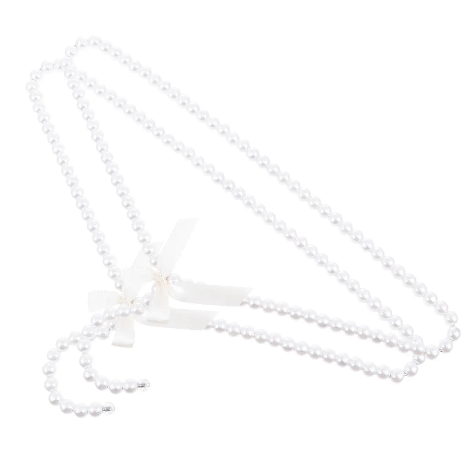 2Pcs Multipurpose Pearl Bowknot Clothes Hangers Luxury Non-Slip Hangers Maximize Storage Space Ideal for Wardrobe Clothing Shop