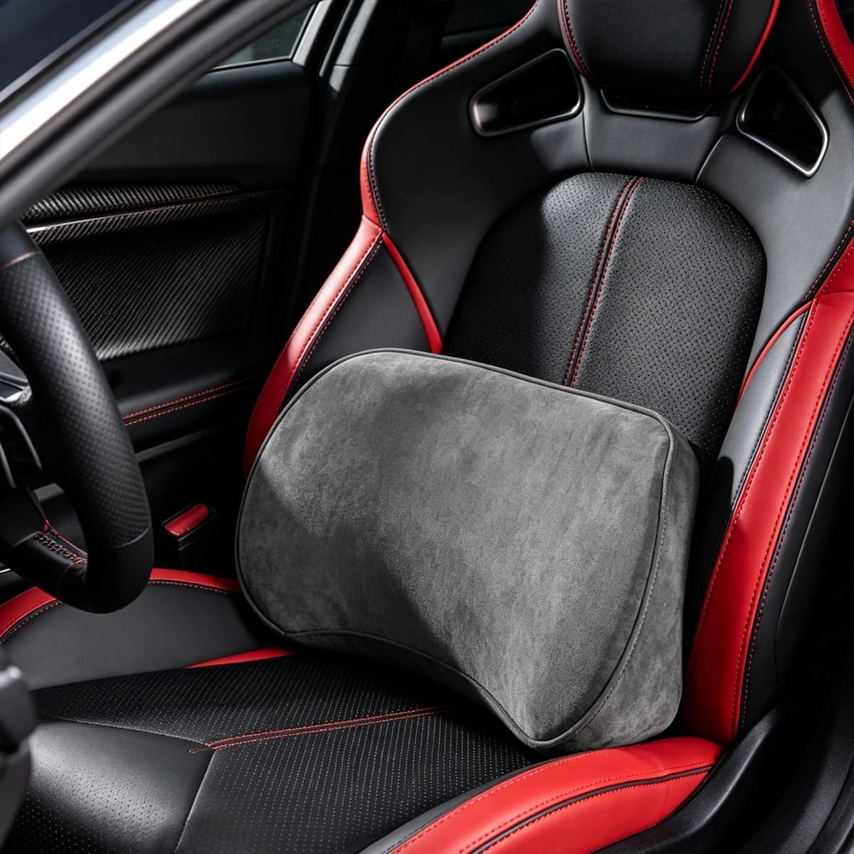 Car Seat Lumbar Support Cushion Waist Back Chair Pillows Luxury Backrest Pillow Summer Neck Black Vehicle Pad Rest Self-lumbar