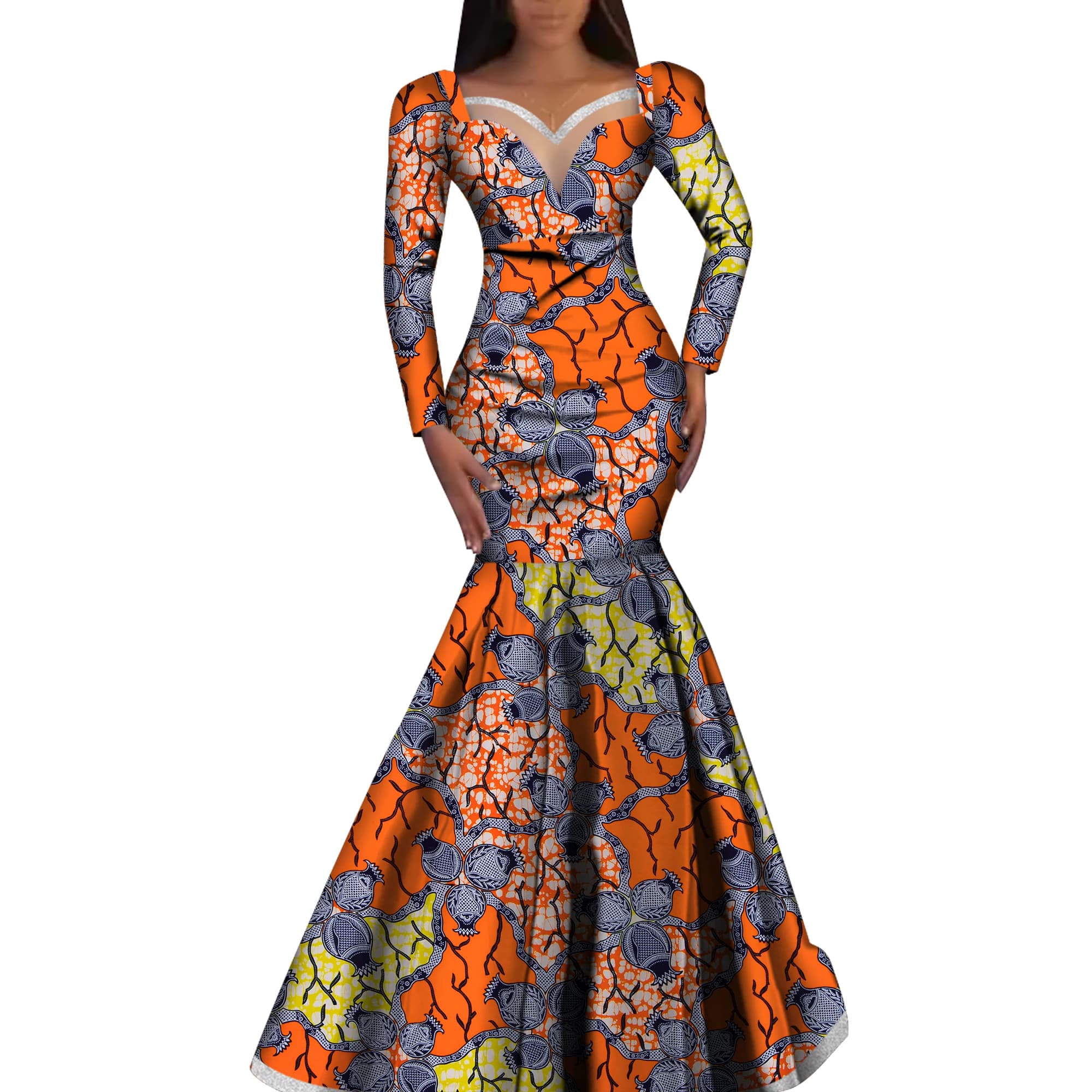 Fashionable dress dresses African dresses with Ankara print for women stylish dresses with WY1058 long sleeved Dashiki wedding skirt