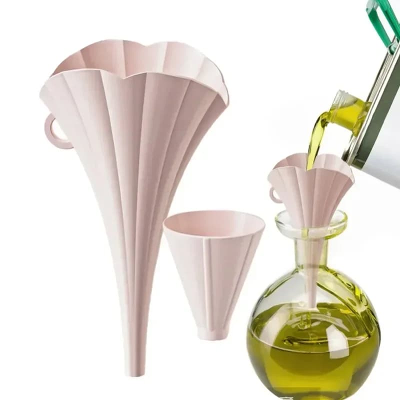 Imbuto pieghevole per uso alimentare, contenitore per riempimento olio da cucina, fiore creativo, erogazione di liquidi, versatore per succo di piccolo calibro