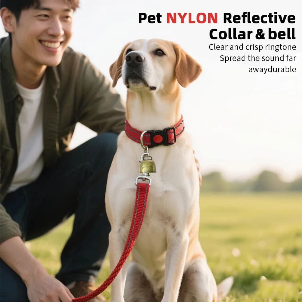 Set Collare per Cani con Campanello, Collare Traspirante per Cani Medi e Grandi, Collare da Addestramento, Prodotti per Animali Domestici, Guinzaglio per Pecore