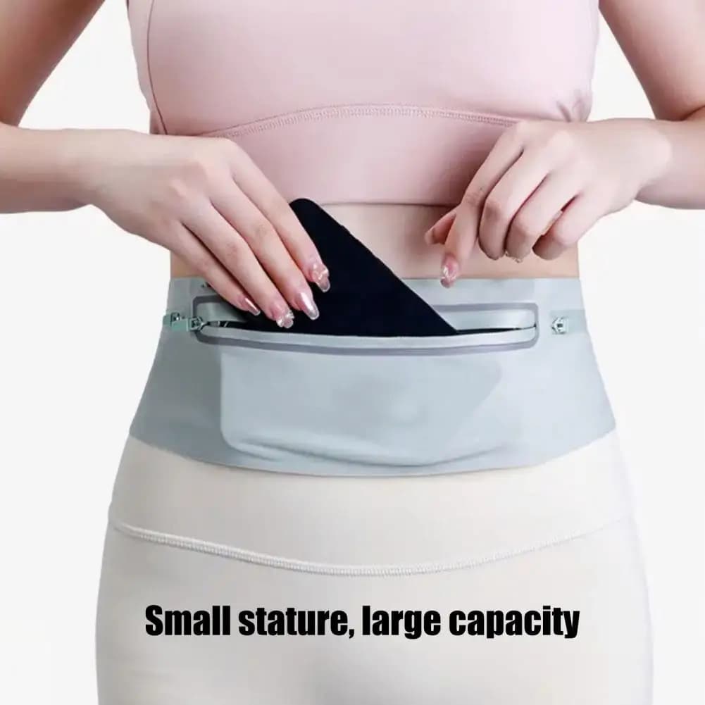 Marsupio da Corsa con 3 Tasche, Borsa da Vita Regolabile per Telefono fino a 7.5 Pollici, Accessorio Fitness per Uomo e Donna