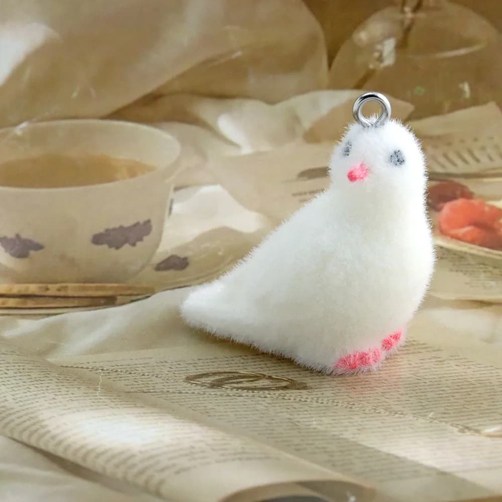 5 Pezzi Ciondoli Fai da Te a Forma di Colomba della Pace Floccata, Pendenti Colomba Bianca per Collane, Portachiavi, Charm per Borse, Accessori per Creazione Gioielli e Telefoni