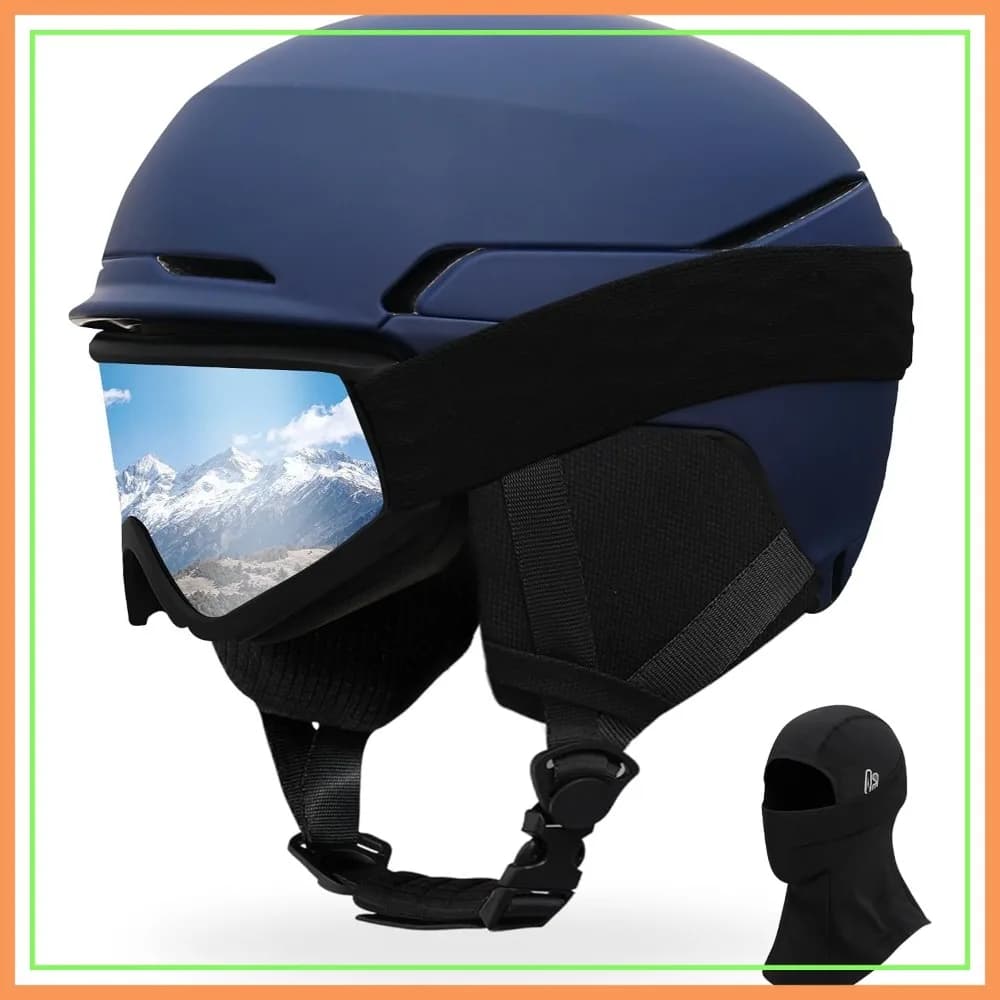 Casco da Sci per Adulti con Set di Occhiali, 10 Prese d'Aria, Guscio in PC e Schiuma EPS, Casco da Snowboard per Uomini, Donne e Giovani
